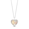 Disney Treasures Winnie the Pooh Mother of Pearl & Diamond Heart Necklace 1/8 ct tw Sterling Silver & 10K Two-Tone Gold 17"