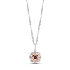 Thumbnail Image 0 of Disney Treasures Coco Garnet & Diamond Flower Necklace 1/10 ct tw Sterling Silver & 10K Rose Gold 17"