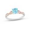 Hallmark Diamonds Swiss Blue Topaz Promise Ring 1/10 ct tw Sterling Silver & 10K Rose Gold