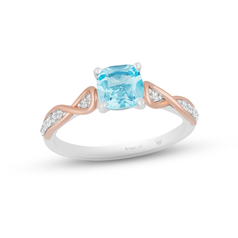 Main Image 1 of Hallmark Diamonds Swiss Blue Topaz Promise Ring 1/10 ct tw Sterling Silver & 10K Rose Gold