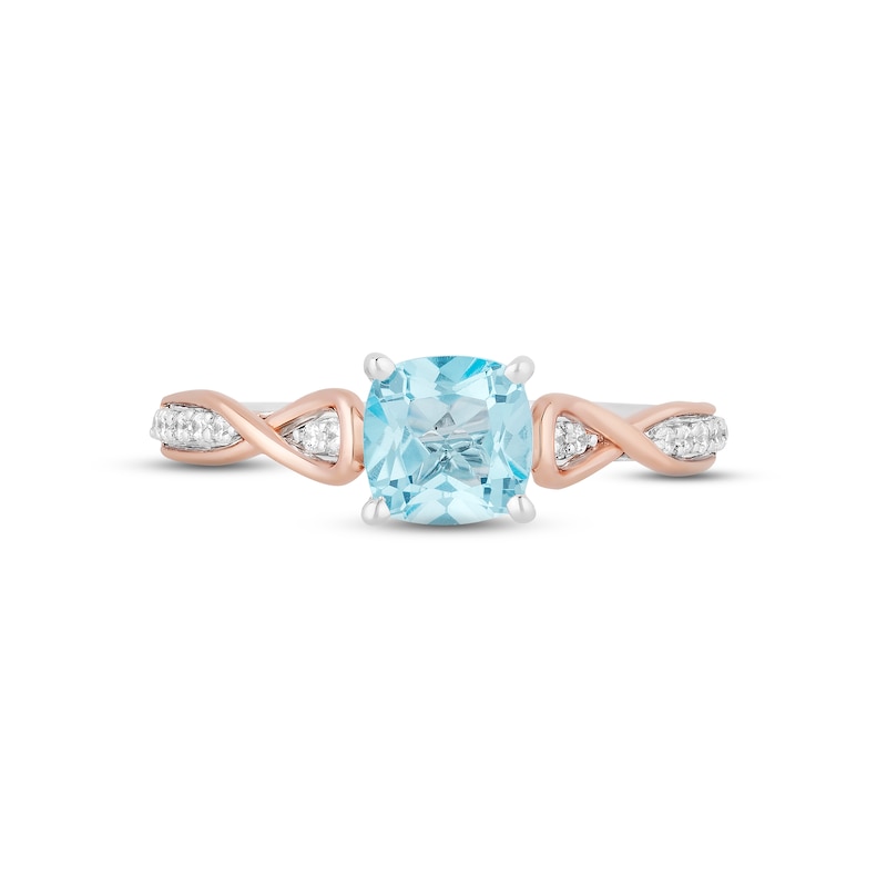 Main Image 3 of Hallmark Diamonds Swiss Blue Topaz Promise Ring 1/10 ct tw Sterling Silver & 10K Rose Gold