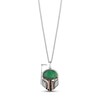 Thumbnail Image 0 of Star Wars Boba Fett Helmet Aventurine & Diamond Necklace 1/10 ct tw Sterling Silver & 10K Rose Gold 18"