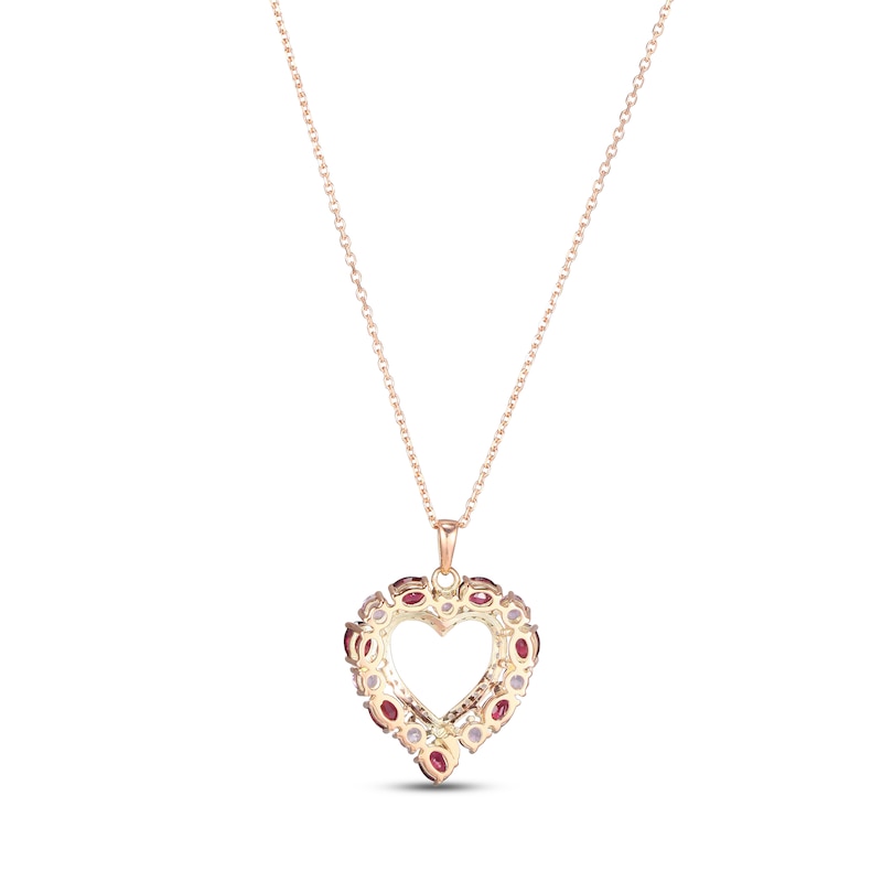Main Image 3 of Garnet, Light Amethyst & White Topaz Heart Necklace 10K Rose Gold 18&quot;
