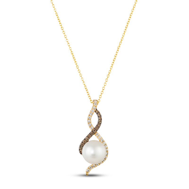 Le Vian Cultured Pearl Necklace 1/4 ct tw Diamonds 14K Honey Gold 18"