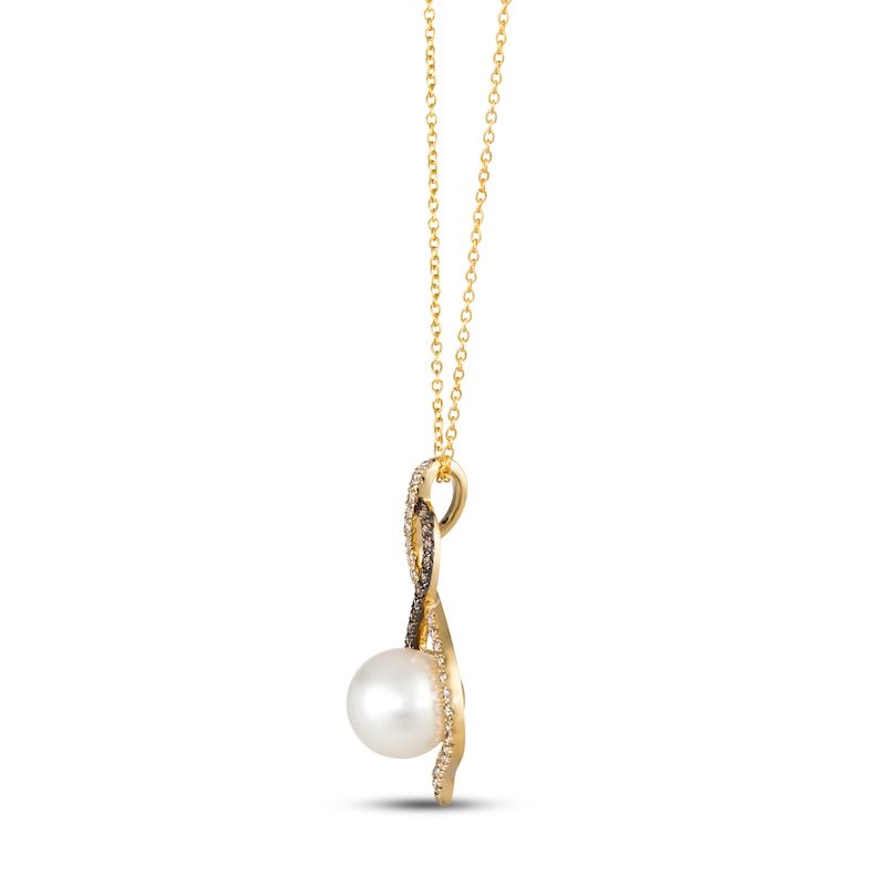 Le Vian Cultured Pearl Necklace 1/4 ct tw Diamonds 14K Honey Gold 18"