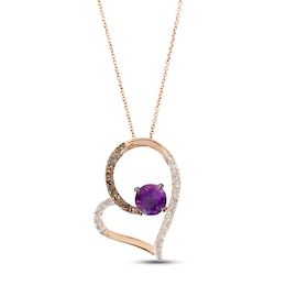 Le Vian Amethyst Heart Necklace 1/2 ct tw Diamonds 14K Strawberry Gold 18&quot;