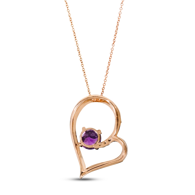 Main Image 3 of Le Vian Amethyst Heart Necklace 1/2 ct tw Diamonds 14K Strawberry Gold 18&quot;