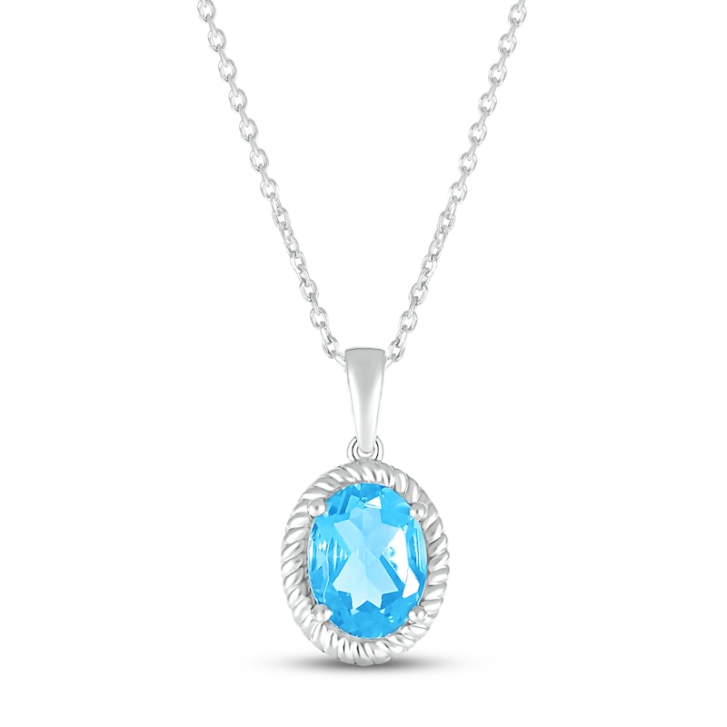 Swiss Blue Topaz Rope Necklace Sterling Silver 18"