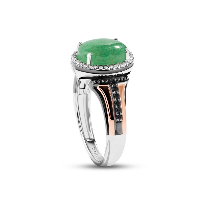 Star Wars Boba Fett Aventurine & Diamond Ring 1/5 ct tw Sterling Silver & 10K Rose Gold