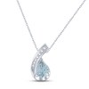 Kay Aquamarine & White Lab-Created Sapphire Necklace Sterling Silver 18"