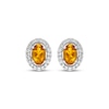 Thumbnail Image 2 of Oval-Cut Citrine & White Lab-Created Sapphire Halo Stud Earrings Sterling Silver