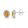 Thumbnail Image 3 of Oval-Cut Citrine & White Lab-Created Sapphire Halo Stud Earrings Sterling Silver