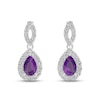 Thumbnail Image 2 of Amethyst & White Lab-Created Sapphire Dangle Earrings Sterling Silver