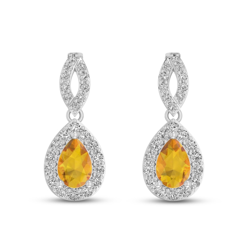 Main Image 2 of Citrine & White Lab-Created Sapphire Dangle Earrings Sterling Silver