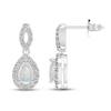 Thumbnail Image 1 of Lab-Created Opal & White Lab-Created Sapphire Dangle Earrings Sterling Silver