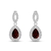 Thumbnail Image 2 of Garnet & White Lab-Created Sapphire Dangle Earrings Sterling Silver