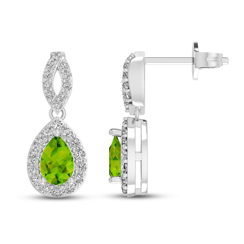 Main Image 1 of Peridot & White Lab-Created Sapphire Dangle Earrings Sterling Silver