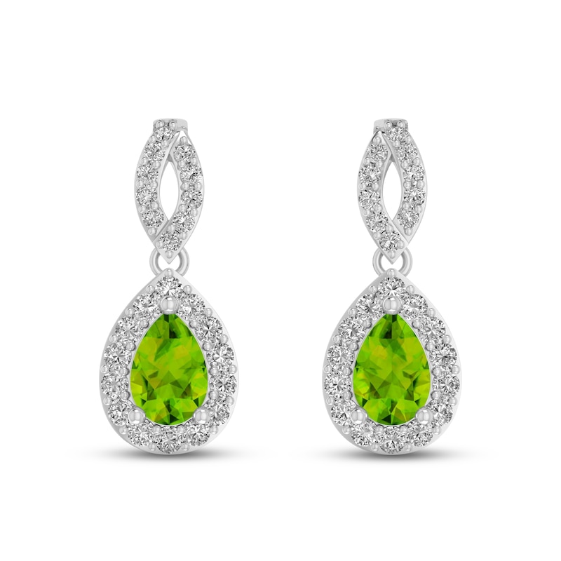Main Image 2 of Peridot & White Lab-Created Sapphire Dangle Earrings Sterling Silver
