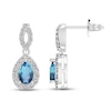 Thumbnail Image 1 of Swiss Blue Topaz & White Lab-Created Sapphire Dangle Earrings Sterling Silver