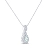 Thumbnail Image 1 of Aquamarine & White Lab-Created Sapphire Necklace Sterling Silver 18"
