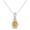 Citrine & White Lab-Created Sapphire Necklace Sterling Silver 18"