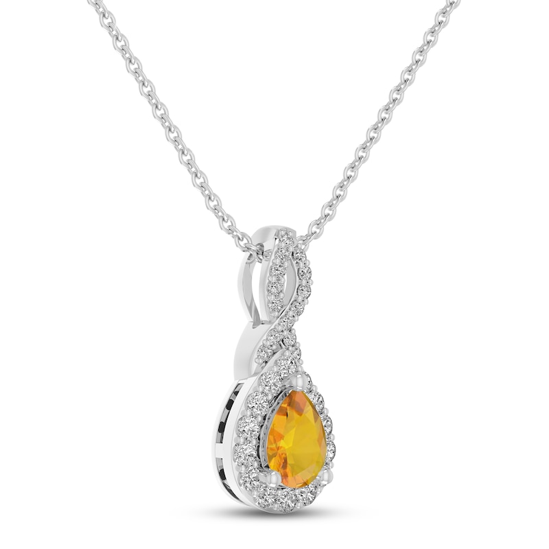 Citrine & White Lab-Created Sapphire Necklace Sterling Silver 18"