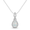 Thumbnail Image 1 of Lab-Created Opal & White Lab-Created Sapphire Necklace Sterling Silver 18&quot;