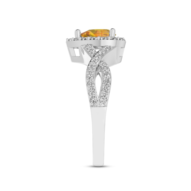 Main Image 2 of Citrine & White Lab-Created Sapphire Ring Sterling Silver
