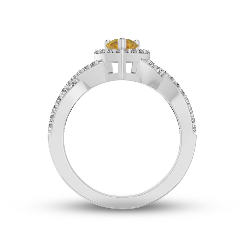 Main Image 3 of Citrine & White Lab-Created Sapphire Ring Sterling Silver