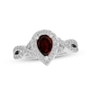 Thumbnail Image 1 of Garnet & White Lab-Created Sapphire Ring Sterling Silver