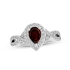 Thumbnail Image 0 of Garnet & White Lab-Created Sapphire Ring Sterling Silver