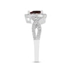 Thumbnail Image 2 of Garnet & White Lab-Created Sapphire Ring Sterling Silver