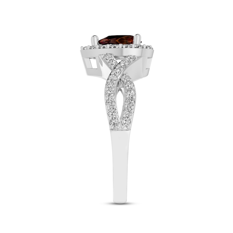 Main Image 2 of Garnet & White Lab-Created Sapphire Ring Sterling Silver