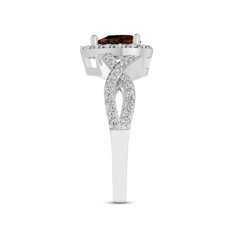 Garnet & White Lab-Created Sapphire Ring Sterling Silver