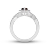 Thumbnail Image 3 of Garnet & White Lab-Created Sapphire Ring Sterling Silver