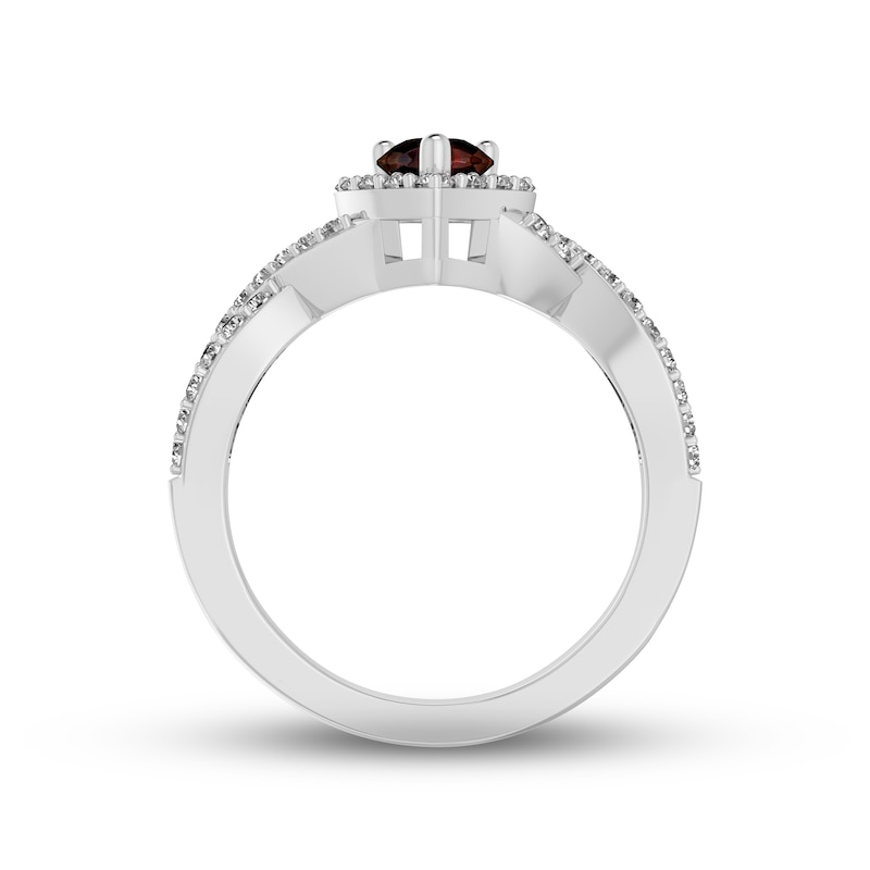 Main Image 3 of Garnet & White Lab-Created Sapphire Ring Sterling Silver