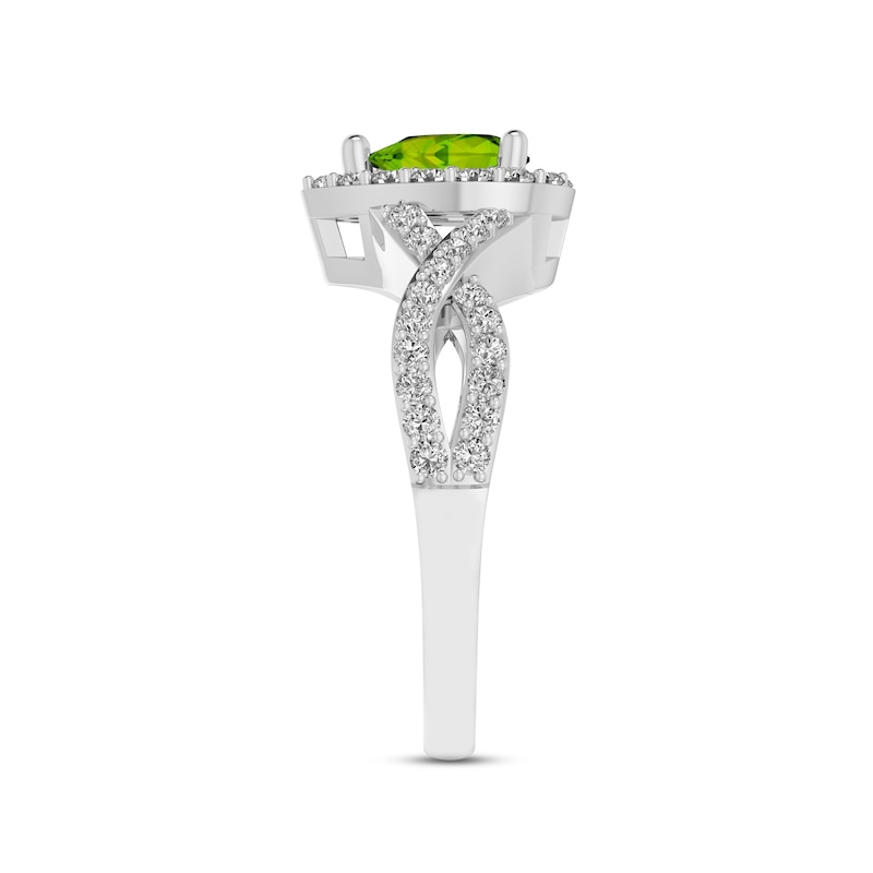 Peridot & White Lab-Created Sapphire Ring Sterling Silver