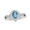 Thumbnail Image 1 of Swiss Blue Topaz & White Lab-Created Sapphire Ring Sterling Silver