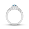 Thumbnail Image 3 of Swiss Blue Topaz & White Lab-Created Sapphire Ring Sterling Silver