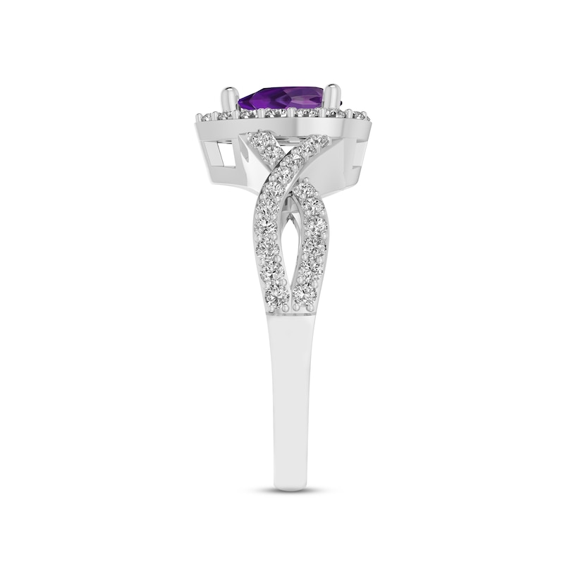 Main Image 2 of Amethyst & White Lab-Created Sapphire Ring Sterling Silver