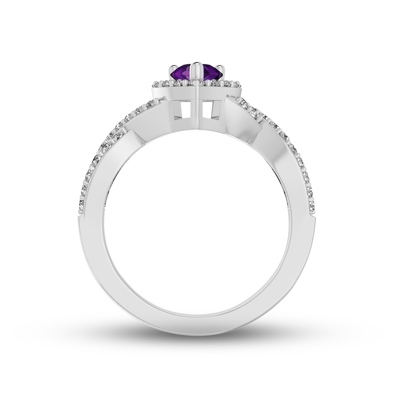 Main Image 3 of Amethyst & White Lab-Created Sapphire Ring Sterling Silver