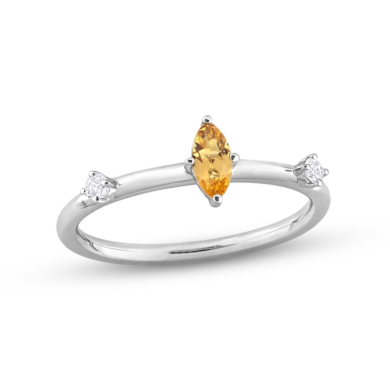 Citrine & White Topaz Ring Sterling Silver