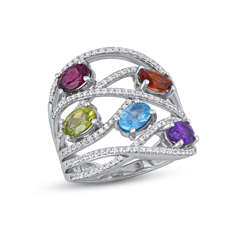 Multi-Stone Rainbow Ring Sterling Silver