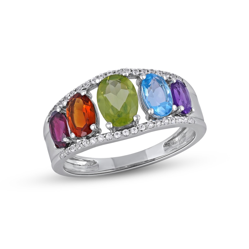Multi-Stone Rainbow Ring Sterling Silver