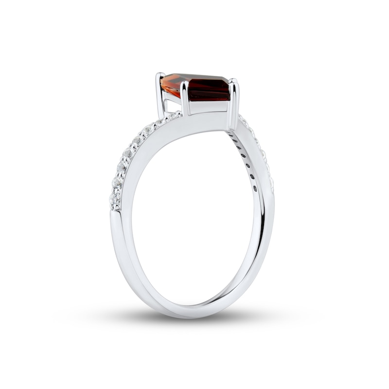 Garnet & White Lab-Created Sapphire Ring Sterling Silver