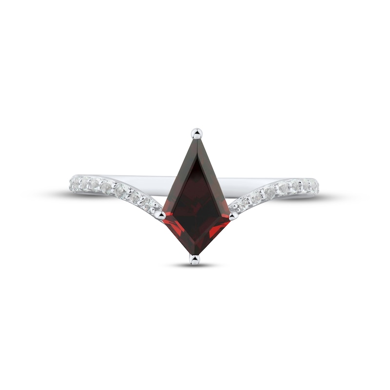 Main Image 3 of Garnet & White Lab-Created Sapphire Ring Sterling Silver