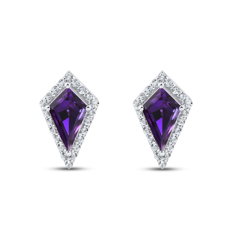 Main Image 2 of Amethyst & White Lab-Created Sapphire Stud Earrings Sterling Silver