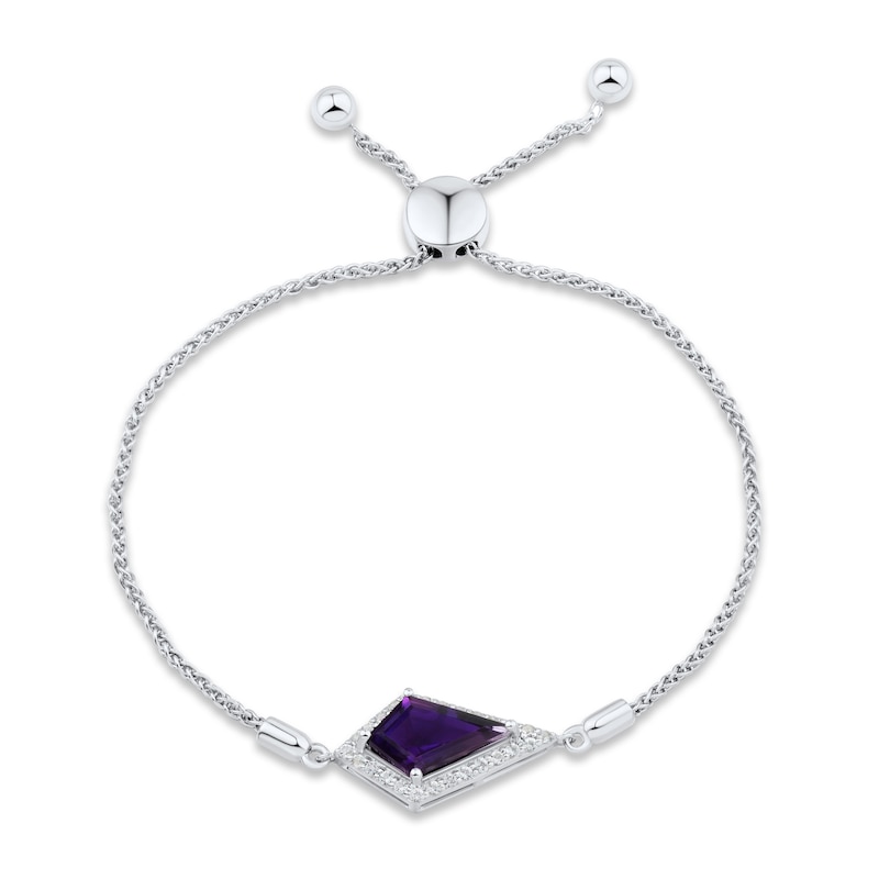 Main Image 2 of Amethyst & White Lab-Created Sapphire Bolo Bracelet Sterling Silver