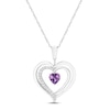 Thumbnail Image 2 of White Lab-Created Sapphire & Amethyst Reversible Heart Necklace Sterling Silver 18&quot;