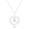 Thumbnail Image 3 of White Lab-Created Sapphire & Amethyst Reversible Heart Necklace Sterling Silver 18&quot;